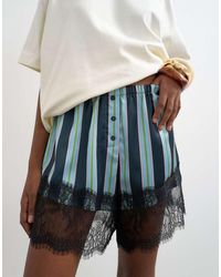 TOPSHOP - Nylon Stripe Lace Boxer Short - Lyst