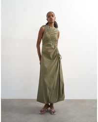 TOPSHOP - Drawcord Detail Tech Fabric Balloon Maxi Dress - Lyst