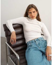 TOPSHOP - X Cara Seamed Long Sleeve T-shirt - Lyst