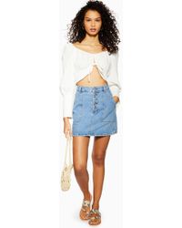 TOPSHOP Mini jupe boutonnée en jean bleu
