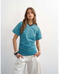 TOPSHOP - Micro V-Neck Ruched Side Tee - Lyst