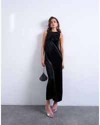 TOPSHOP - High Neck Open Back Chuck On Velvet Maxi Dress - Lyst