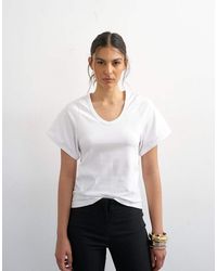 TOPSHOP - Scoop Neck Sculpted T-Shirt - Lyst