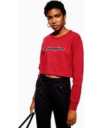Champion Sweat court avec logo manuscrit - Rouge