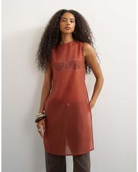 TOPSHOP - Longline Sheer Organza Tunic - Lyst