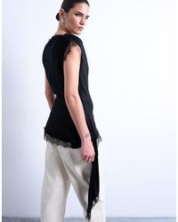 TOPSHOP - Cowl Neck Lace Trim Top - Lyst