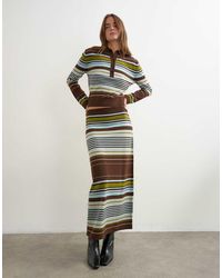 TOPSHOP - Knitted Co-ord Striped Full Hem Maxi Skirt - Lyst
