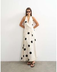 TOPSHOP - Premium Halter Neck Wrap Maxi Dress - Lyst