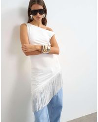 TOPSHOP - Fringe Hem Asymmetric Top - Lyst