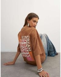 TOPSHOP - 'Sundream' Graphic Embroidered Detail Oversized T-Shirt - Lyst