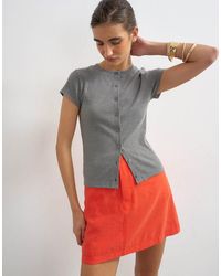 TOPSHOP - Button Through Short Sleeve Top - Lyst
