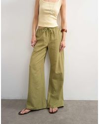 TOPSHOP - Crinkle Check Drawcord Trouser - Lyst