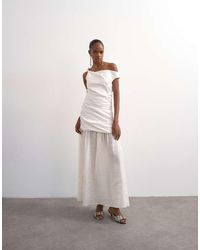 TOPSHOP - Twisted Shoulder Sheer Skirt Midi Dress - Lyst