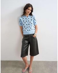 TOPSHOP - Knitted Short Sleeve Polka Dot Cardigan - Lyst