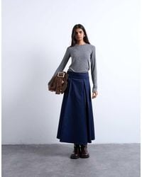 TOPSHOP - Pleat Front Midi Skirt - Lyst