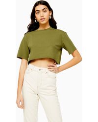 TOPSHOP T-shirt court kaki délavé - Vert