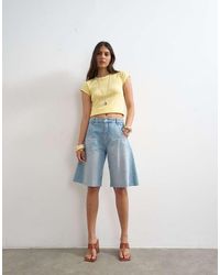TOPSHOP - Denim Barrel Jort - Lyst
