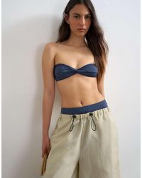 TOPSHOP - Hawaii Glitter Bandeau Bikini Top - Lyst