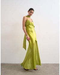 TOPSHOP - Mixed Fabric Ruffle Detail Maxi Slip Dress - Lyst