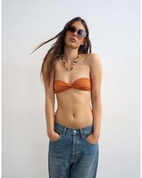 TOPSHOP - Hawaii Glitter Bandeau Bikini Top - Lyst