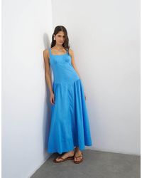 TOPSHOP - Linen Rich Dropped Waist Maxi Sundress - Lyst