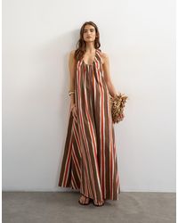 TOPSHOP - Cotton Poplin Ruched Neck Maxi Sundress - Lyst
