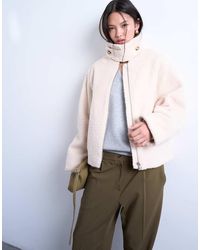 TOPSHOP - Funnel Boucle Tab Detail Bomber - Lyst
