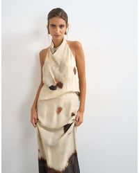 TOPSHOP - Co-Ord Satin Cowl Halter Top - Lyst