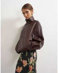 TOPSHOP - Co-ord Faux Leather Funnel Neck Bubble Hem Top - Lyst