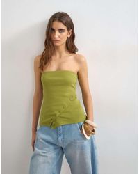TOPSHOP - Bandeau Button Detail Top - Lyst