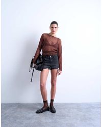 TOPSHOP - Denim A-line Shorts With Rips - Lyst