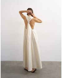 TOPSHOP - Poplin Halter Deep Hem Maxi Trapeze Dress - Lyst