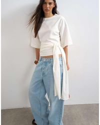 TOPSHOP - Wrap Waist Tie Detail Top - Lyst