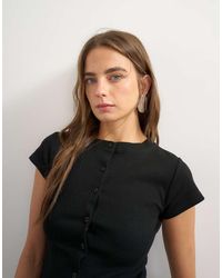 TOPSHOP - Button Through Short Sleeve Top - Lyst