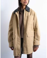 TOPSHOP - Super Oversized Barn Jacket With Buckle Detail - Lyst
