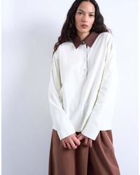 TOPSHOP - Rugby Long Sleeve Polo Top - Lyst