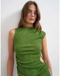 TOPSHOP - Crinkle Ruched Side Cut Out Sleeveless Top - Lyst