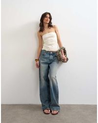 TOPSHOP - Bandeau Button Detail Top - Lyst