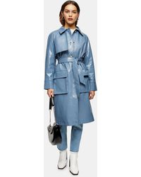TOPSHOP Trench bleu crocodile Petite