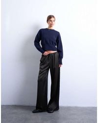 TOPSHOP - Satin Lace Insert Trouser - Lyst