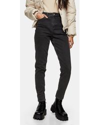 washed black premium mom tapered jeans