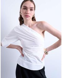 TOPSHOP - Off Shoulder Drape Neck Top - Lyst