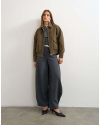 TOPSHOP - Faux Leather Oversized Bomber Jacket - Lyst
