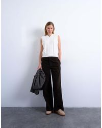 TOPSHOP - Knit Cable V Neck Vest - Lyst