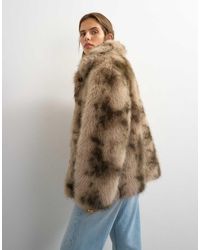 TOPSHOP - Mid Length Faux Fur Jacket - Lyst