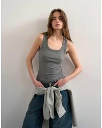 TOPSHOP - Rib Scoop Neck Vest - Lyst