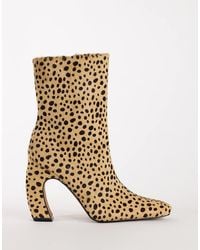 TOPSHOP - Karter Hair On Real Leather Curved Heel Ankle Boot - Lyst
