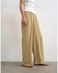 TOPSHOP - Plisse Jersey Wide Leg Trouser - Lyst