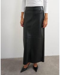 TOPSHOP - Faux Leather Topstitch Column Maxi Skirt - Lyst