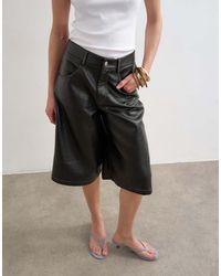 TOPSHOP - Faux Leather Longline Short - Lyst